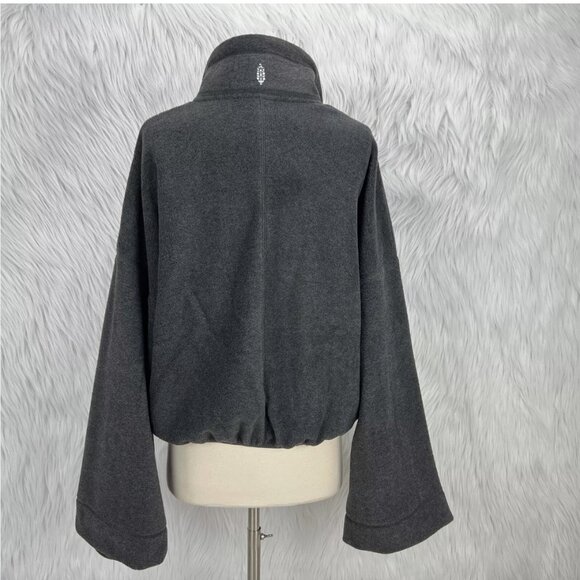 Free People Movement Climb High Gray Full Zip Fleece Jacket Flare Sleeves - Picture 6 of 16
